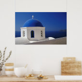 Poster Whitewashed Church with Blue Dome, Santorini (Cuisine)