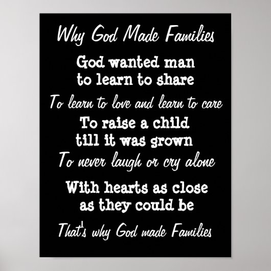 Poster Why God made families wall print (Devant)