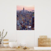 Poster Wide view of Manhattan at sunset (Cuisine)