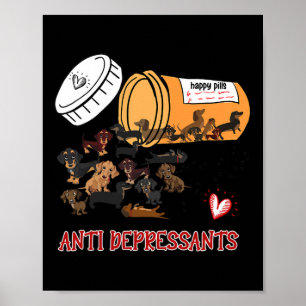 Poster Wiener Chien Saucisse Chiot Lover Antidépresseurs