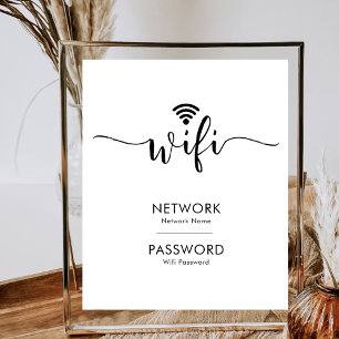 Poster WiFi Mot de passe Internet Chambre d'hôtes Petite