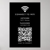 Poster Wifi Network | QR Code Internet Password Black (Devant)