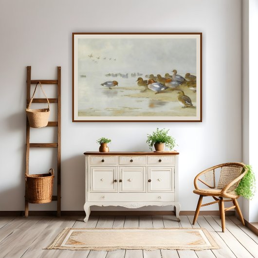 Poster Wigeon et Turquoise au bord de l'eau, Art