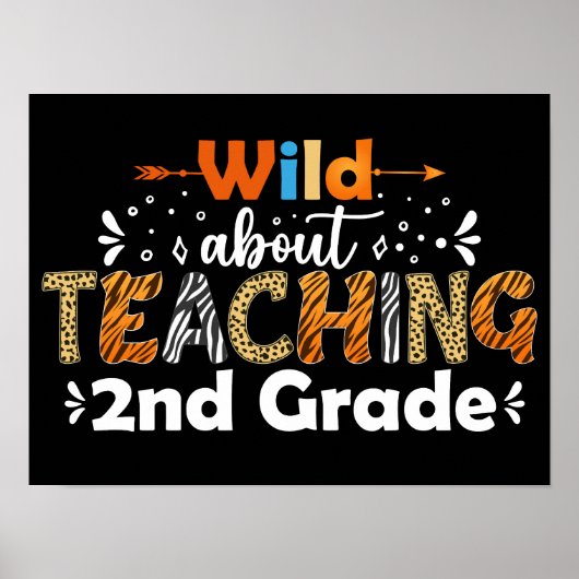 Poster Wild About Enseignement 2e année Funny Enseignant  (Devant)