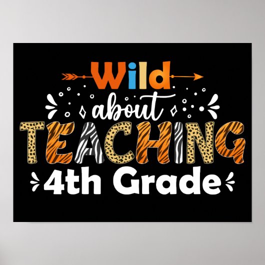 Poster Wild About Enseignement 4e année Enseignant Drôle  (Devant)