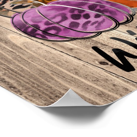 Poster Wild About Fall Empreintes de léopard Citrouilles (Coin)