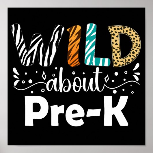 Poster Wild About Pre-K Funny Student Teacher School (Devant)