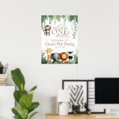 Poster Wild And Onederful Jungle 1st Birthday Welcome (Bureau à domicile)