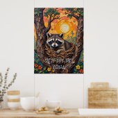 Poster Wild and Wonderful : Raccoon dans le nid (Cuisine)