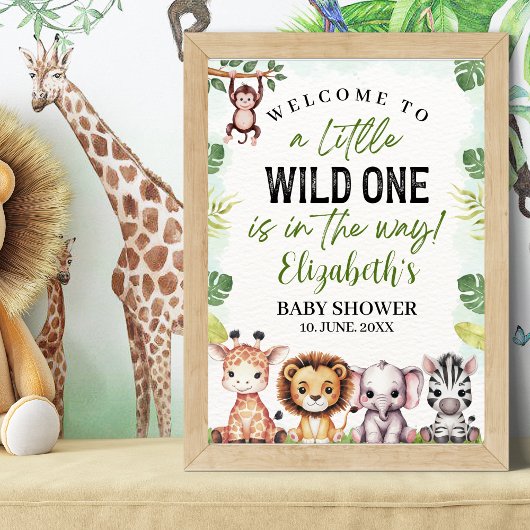 Poster Wild Animals Baby Shower Boy
