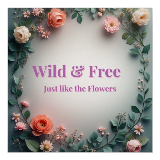 Poster  Wild & Free Floral Line Art | Boho Minimal Design (Devant)