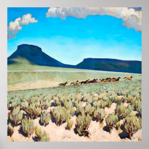Poster « Wild Horse Country » par Maynard Dixon