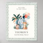 Poster Wild Jungle Theme Birthday Party Welcome (Devant)