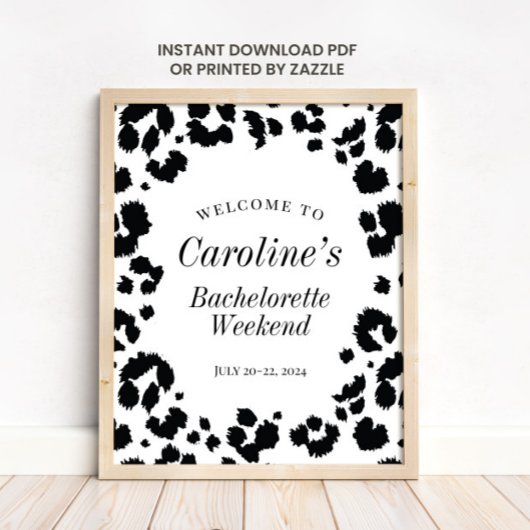 Poster Wild Leopard Print Bachelorette Party Welcome Sign