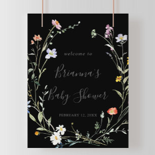 Poster Wild Multicolor Floral Black Baby Douche Bienvenue