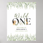 Poster Wild One 1st Birthday Safari Animaux Welcome Party (Devant)