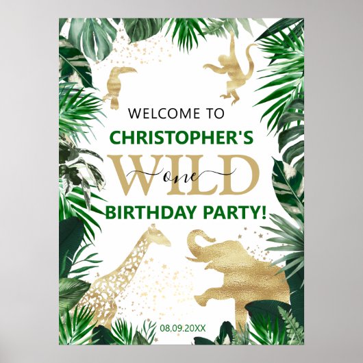 Poster Wild One 1st Jungle Safari Anniversaire Bienvenue (Devant)