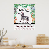 Poster Wild One Game Safari Animal Zebra 1er Anniversaire (Cuisine)
