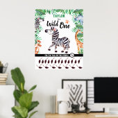 Poster Wild One Game Safari Animal Zebra 1er Anniversaire (Bureau à domicile)