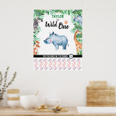 Poster Wild One Game Safari Rhino 1er Anniversaire Jungle (Cuisine)