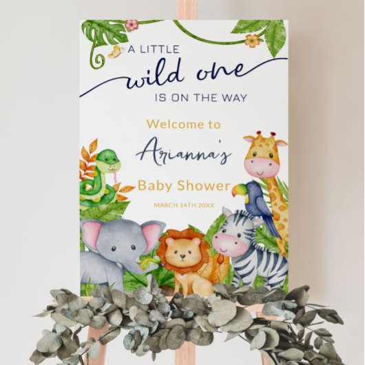 Poster Wild One on the Way Zoo Jungle Baby shower Bienven