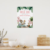Poster Wild One Pink Safari 1st Birthday Welcome (Cuisine)
