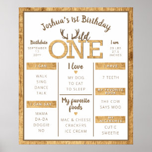 Poster Wild One Rustic Antlers Premier anniversaire Jalon