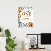 Poster Wild One Safari Animaux Garçon 1er anniversaire Bi (Bureau à domicile)