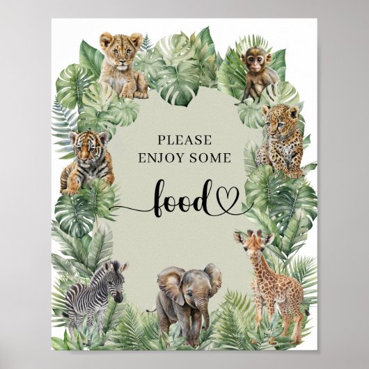 Poster Wild One Safari Animaux Garçon Baby shower signe d (Devant)
