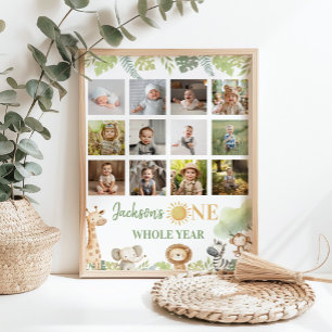 Poster Wild One Safari Animaux Première année Photo Jalon