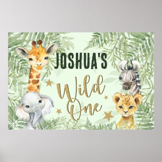 Poster Wild One Safari Animaux Welcome Banner (Devant)