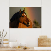 Poster Wild Stallion, Golden Light and Rainbow (Cuisine)