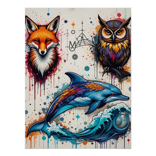 Poster Wild Streets: Graffiti Animal Portraits (Devant)