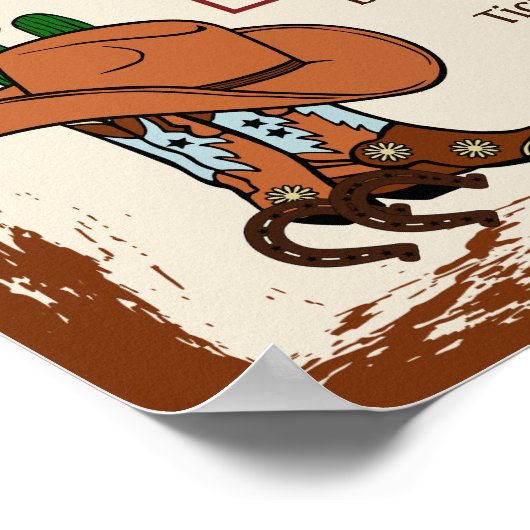 Poster Wild West Rustic Cowboy Western Parti QR Code (Coin)