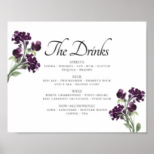 Poster Wildbloom Menu du bar Fleurs bohémiennes Deep Pu