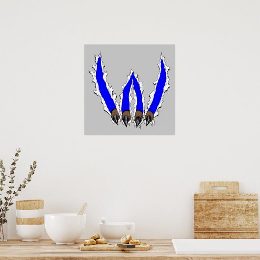 Poster Wildcats Claw à travers le design - Bleu (Cuisine)