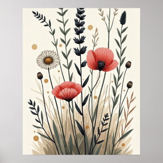 Poster Wildcrafted Harmony – Boho Botanical Line Art (Devant)