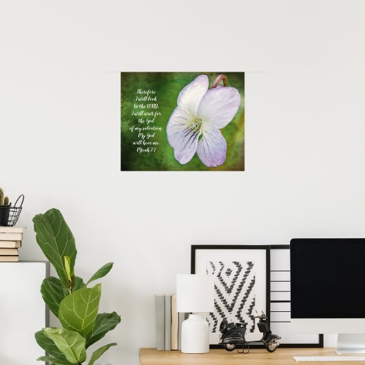 Poster Wilde Violet Flower Bible Scripting (Thuiskantoor)