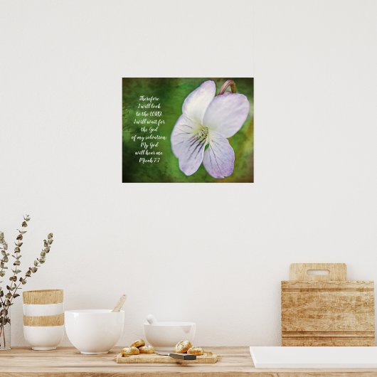 Poster Wilde Violet Flower Bible Scripting (Keuken)