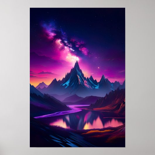 Poster Wilderness cosmique, Nuit étoilée dans la vallée (Devant)