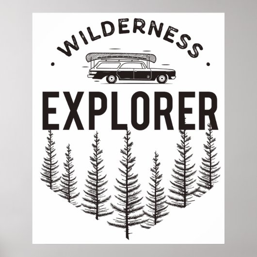 Poster Wilderness Explorer Station Wagon Canoe Trees (Devant)