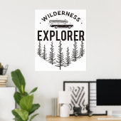 Poster Wilderness Explorer Station Wagon Canoe Trees (Bureau à domicile)