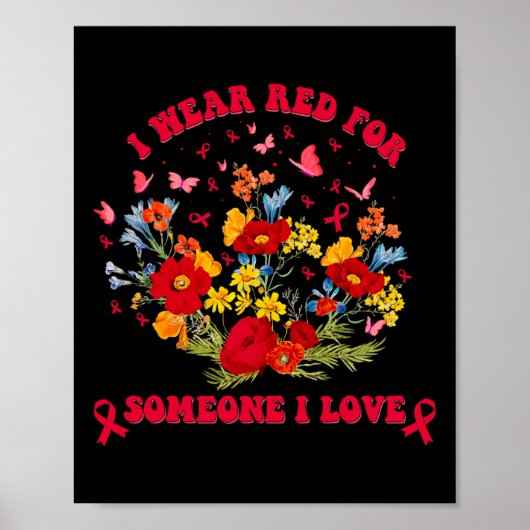 Poster Wildflower Blood Cancer Awareness Apparel Red Ribb (Devant)