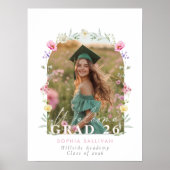 Poster Wildflower Bow Graduation party Photo Welcome (Devant)