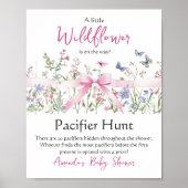 Poster Wildflower Floral Bow Baby Shower Pacifier Hunt (Devant)