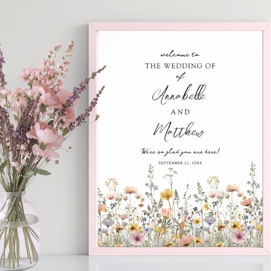 Poster Wildflower Floral Wedding Welcome Sign
