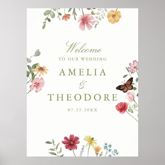 Poster Wildflower Garden Wedding Welcome (Devant)