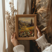 Poster Wildflower Meadow Painting Mountain Landscape