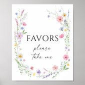 Poster Wildflower Meadow Wreath Wedding Favors Sign (Devant)