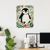 Poster Wildflower Penguin Lovers Illustration (Bureau à domicile)